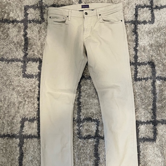 RALPH LAUREN Purple Label 5 Pocket Casual Pants Tan Khaki Slim Fit Men’s 34 x 34 - Picture 1 of 5